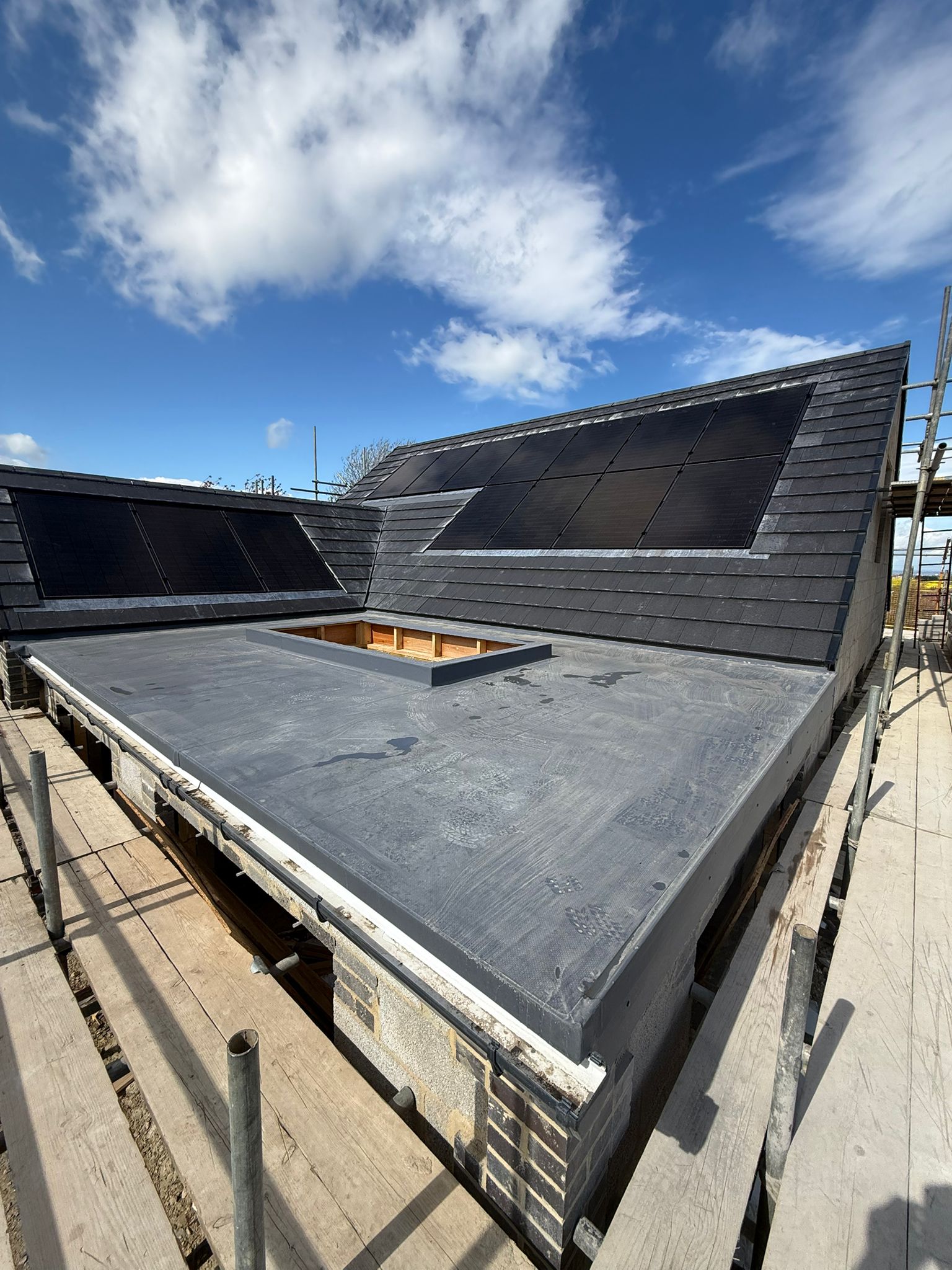 Leadwork and flashing detail on the new build roof